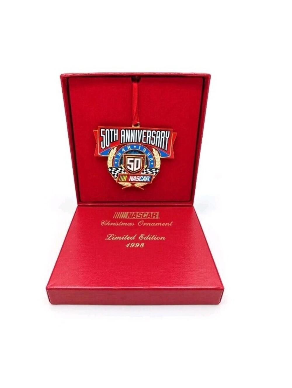 1998 NASCAR 50th Anniversary Limited Edition Christmas Ornament Develotech Box